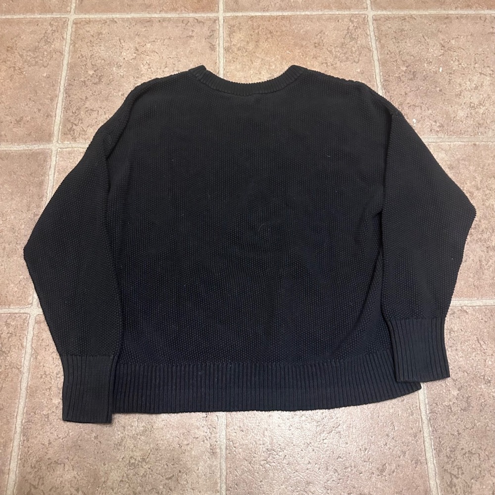Gap Cable Knit Sweater Womens XL Black Excellent Crewneck Long Sleeve Honeycomb - Picture 2 of 5